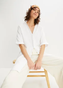 bonprix Chemisier long, oversize et doux en gaze de coton|Femme Chemisiers