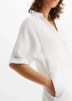 bonprix Chemisier long, oversize et doux en gaze de coton|Femme Chemisiers