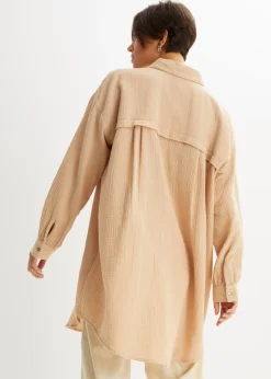 bonprix Chemisier long oversize en gaze de coton|Femme Chemisiers