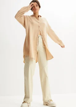 bonprix Chemisier long oversize en gaze de coton|Femme Chemisiers
