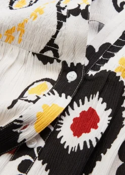 bonprix Chemisier manches courtes à détail smocké en viscose fluide|Femme Chemisiers