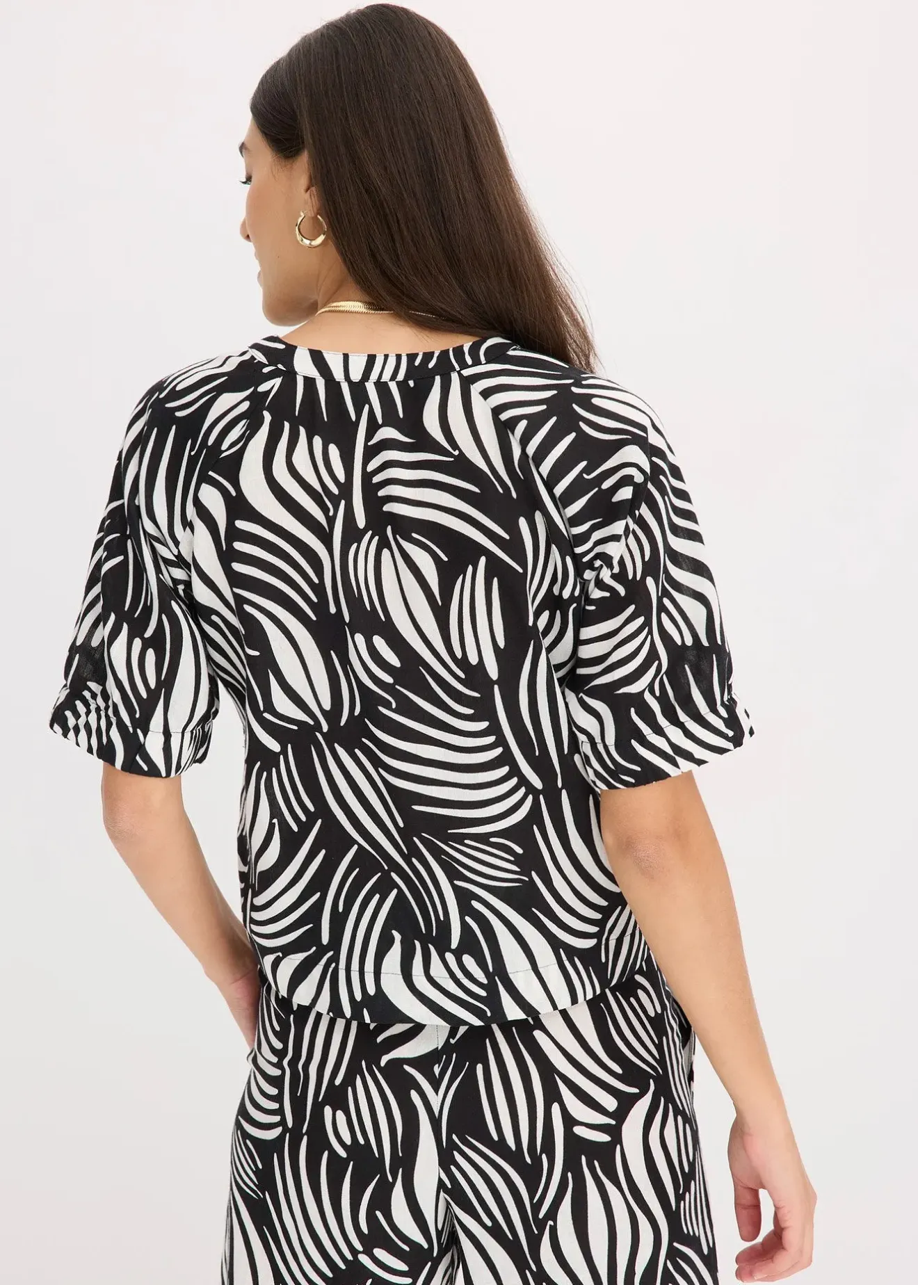 bonprix Chemisier manches courtes aspect lin|Femme Chemisiers