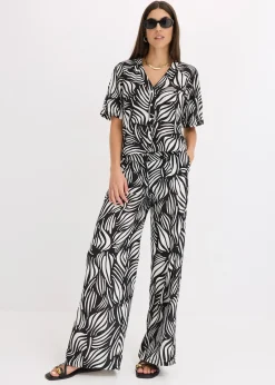 bonprix Chemisier manches courtes aspect lin|Femme Chemisiers