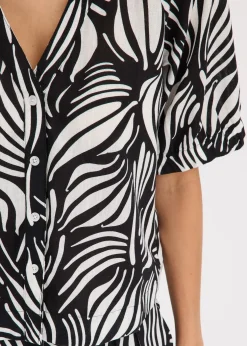 bonprix Chemisier manches courtes aspect lin|Femme Chemisiers