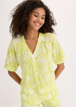 Femme bonprix Chemisiers|Chemisier manches courtes aspect lin