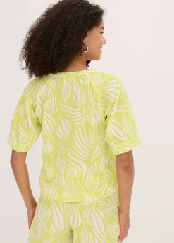 Femme bonprix Chemisiers|Chemisier manches courtes aspect lin