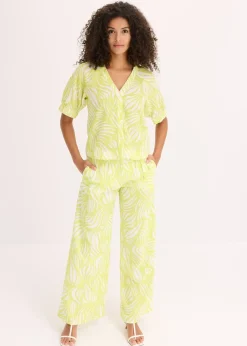 Femme bonprix Chemisiers|Chemisier manches courtes aspect lin