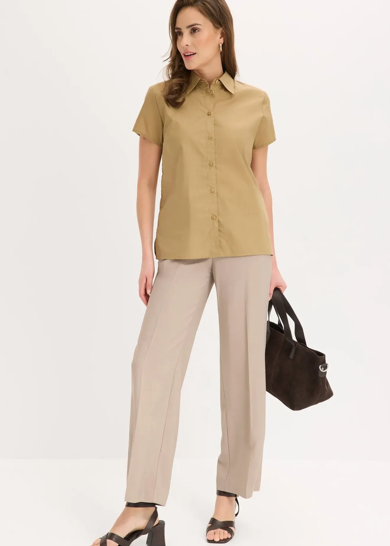 bonprix Chemisier manches courtes en popeline|Femme Chemisiers