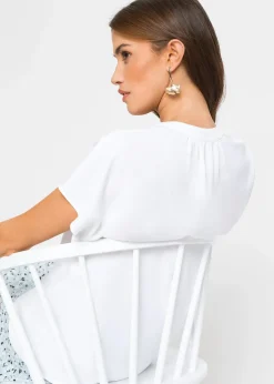 bonprix Chemisier manches courtes à boutonnage invisible|Femme Chemisiers