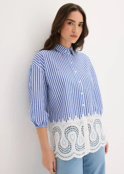 Femme bonprix Chemisiers|Chemisier oversize à broderie anglaise