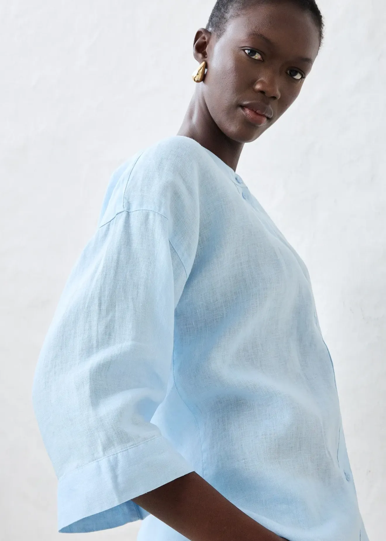 bonprix Chemisier oversize 100% lin|Femme Premium|Chemisiers