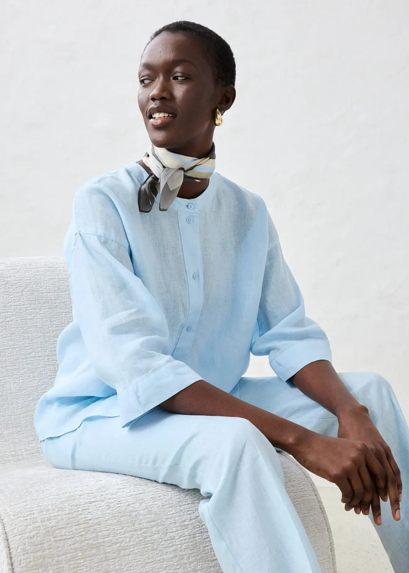 bonprix Chemisier oversize 100% lin|Femme Premium|Chemisiers