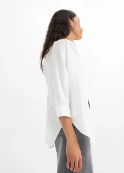 bonprix Chemisier oversize en coton, manches 3/4|Femme Chemisiers