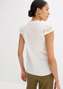Femme bonprix Chemisiers|Chemisier sans manches en broderie anglaise, 100% coton