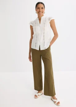 Femme bonprix Chemisiers|Chemisier sans manches en broderie anglaise, 100% coton