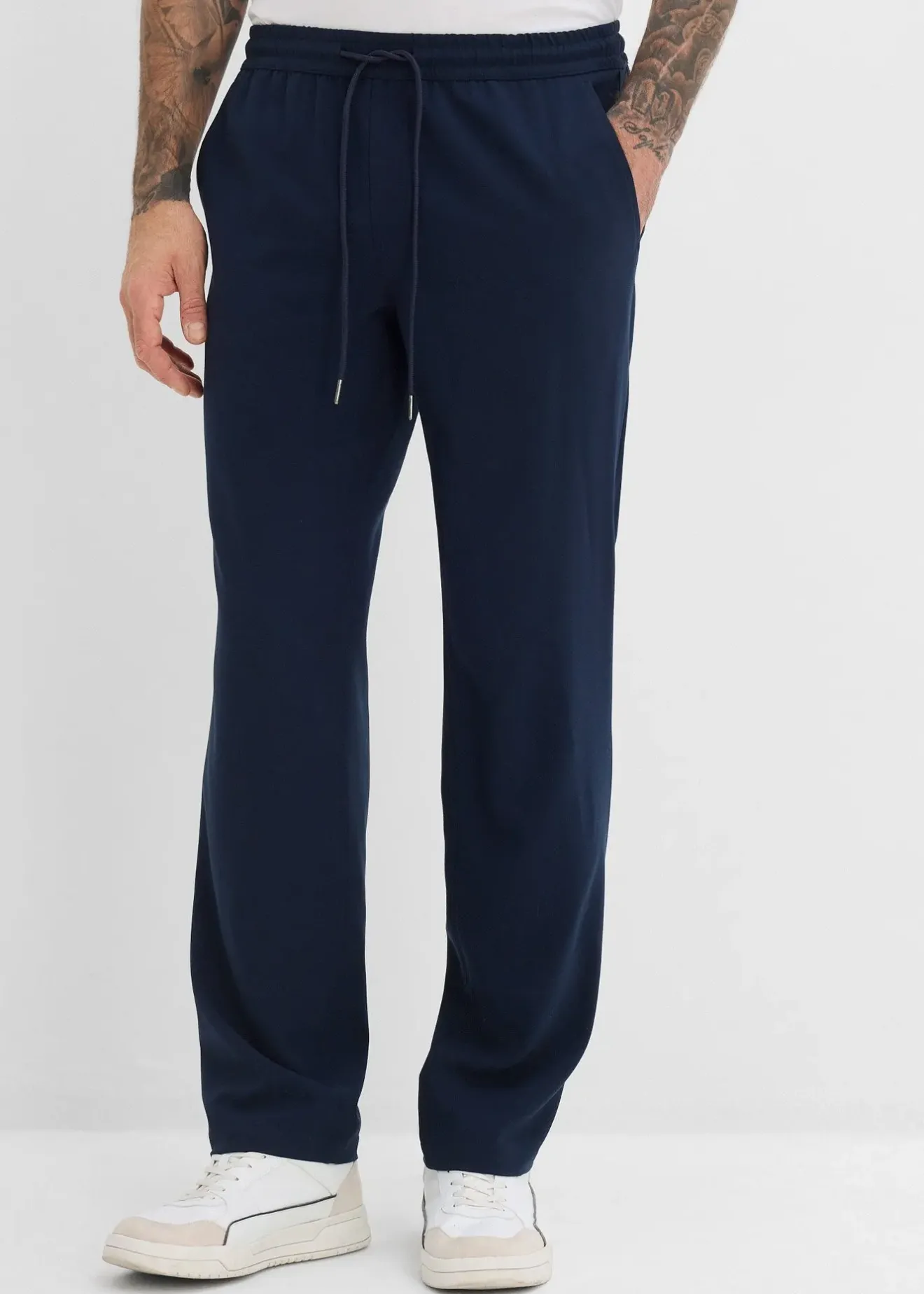 bonprix Chino extensible à taille élastiquée, droit et ample|Homme Pantalons