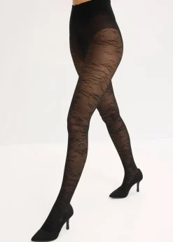 Femme bonprix Chaussettes & Collants|Collant voile résille à motif floral