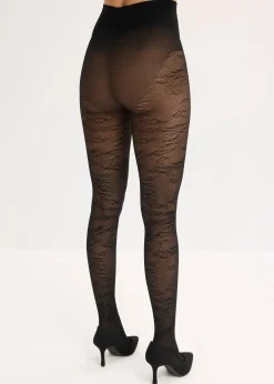 Femme bonprix Chaussettes & Collants|Collant voile résille à motif floral