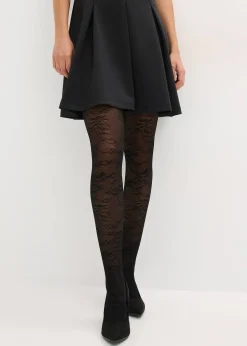 Femme bonprix Chaussettes & Collants|Collant voile résille à motif floral