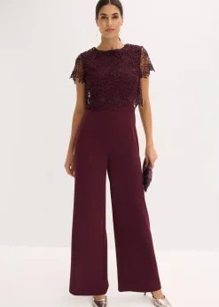 Femme bonprix Mode Festive|Combinaisons|Combinaison douce en matière néoprène avec dentelle