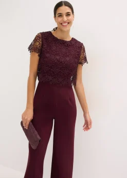 Femme bonprix Mode Festive|Combinaisons|Combinaison douce en matière néoprène avec dentelle