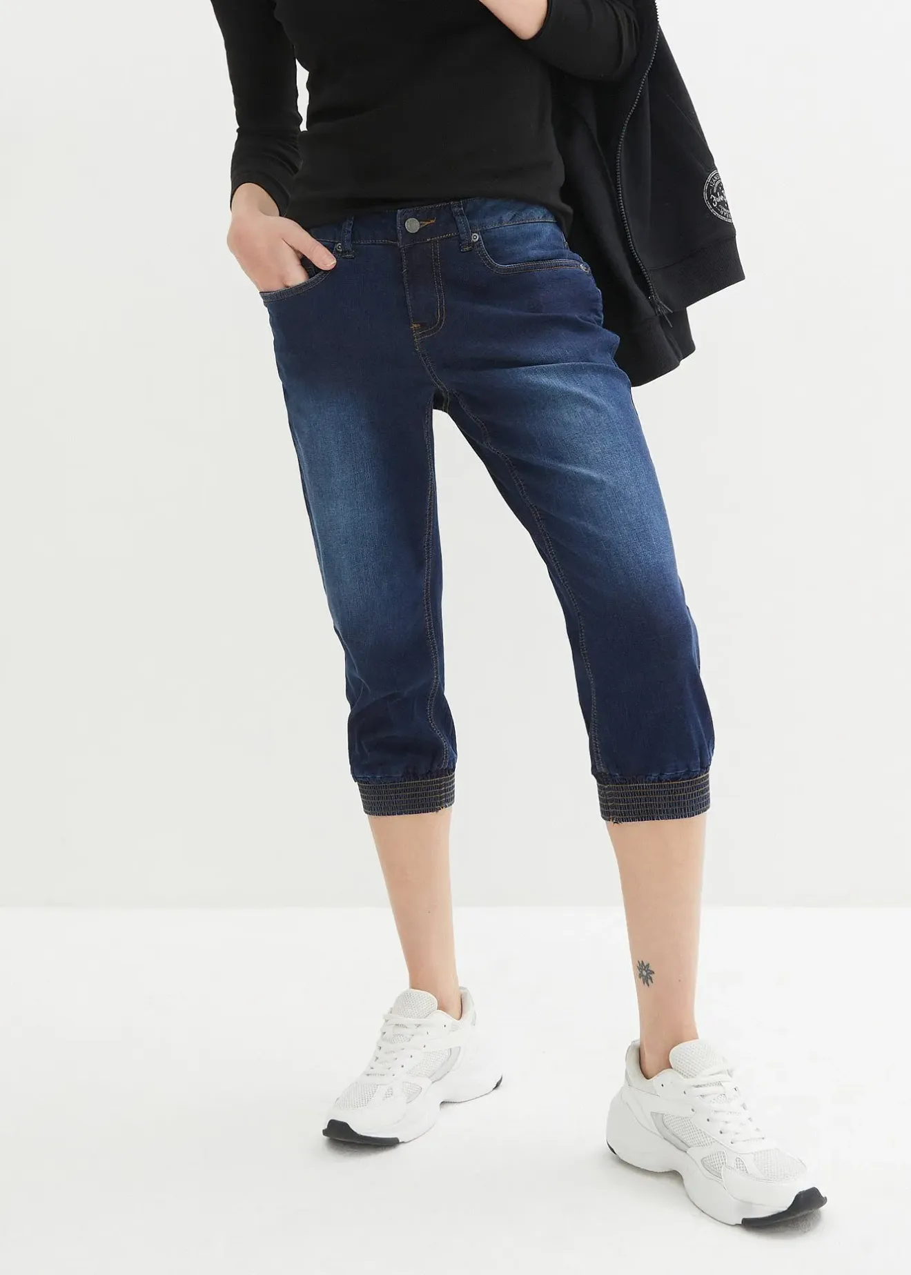 Femme bonprix Jeans|Corsaire en jean extensible