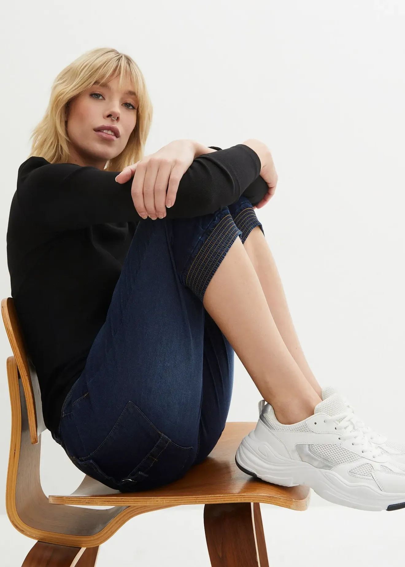 Femme bonprix Jeans|Corsaire en jean extensible