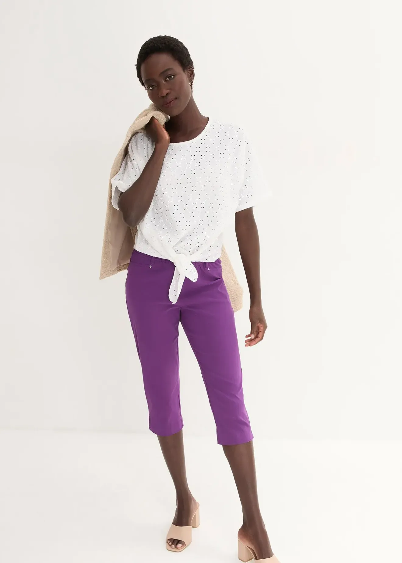 bonprix Corsaire extensible à taille élastiquée|Femme Pantalons