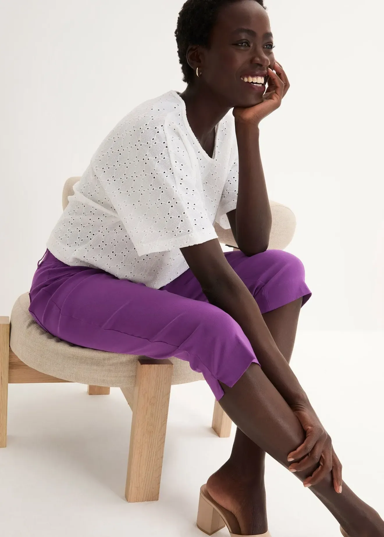 bonprix Corsaire extensible à taille élastiquée|Femme Pantalons