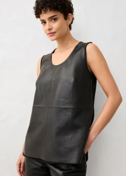 bonprix Débardeur avec devant en cuir nappa d’agneau|Femme Premium|T-Shirts & Tops