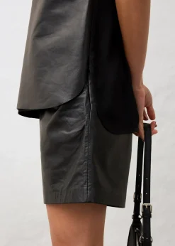 bonprix Débardeur avec devant en cuir nappa d’agneau|Femme Premium|T-Shirts & Tops