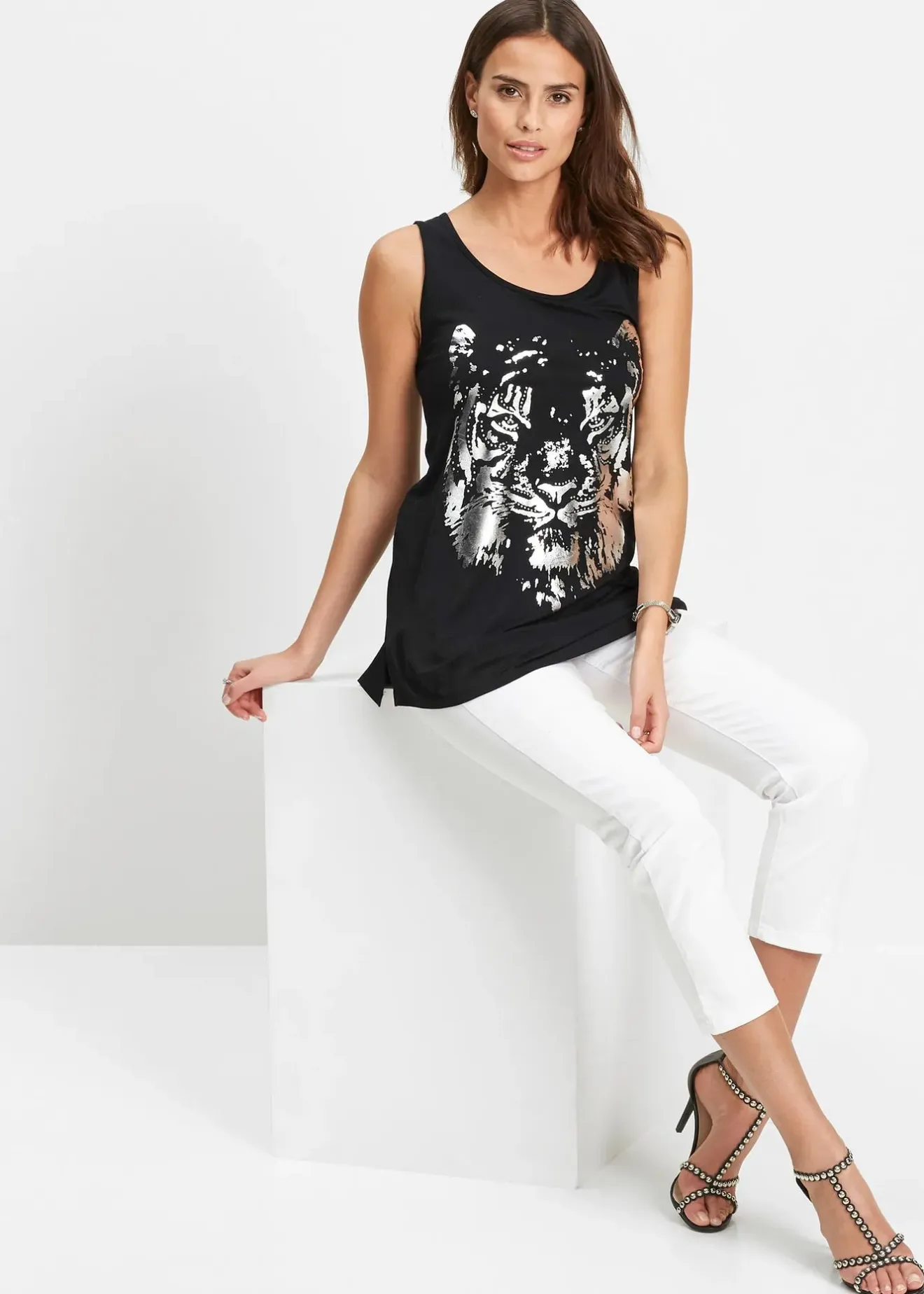 bonprix Débardeur long à logo imprimé|Femme T-Shirts & Tops