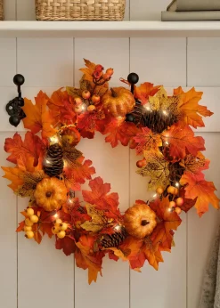 bonprix Accessoires Déco|Déco suspendue LED couronne de porte avec décor automnal