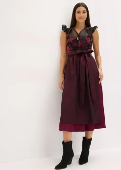 Femme bonprix Robes|Dirndl avec velours en longueur midi (ens. 2 pces)