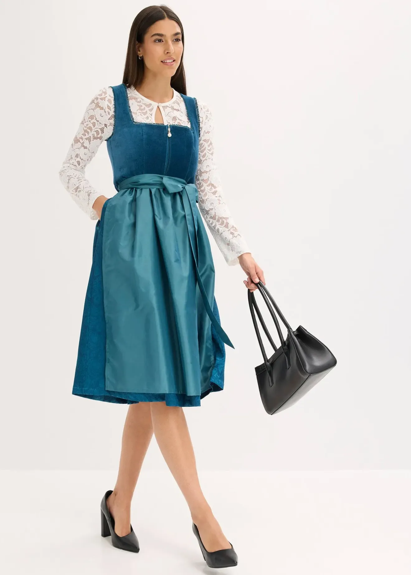 bonprix Dirndl avec velours en longueur midi (ens. 2 pces)|Femme Robes