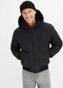 bonprix Doudoune courte à capuche avec bordure sherpa|Homme Vestes