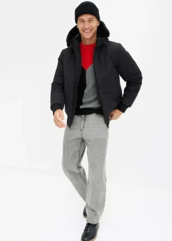 bonprix Doudoune courte à capuche avec bordure sherpa|Homme Vestes