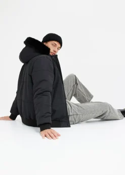 bonprix Doudoune courte à capuche avec bordure sherpa|Homme Vestes