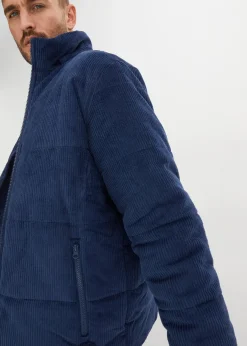 Homme bonprix Vestes|Doudoune en velours côtelé à capuche amovible