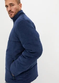 Homme bonprix Vestes|Doudoune en velours côtelé à capuche amovible