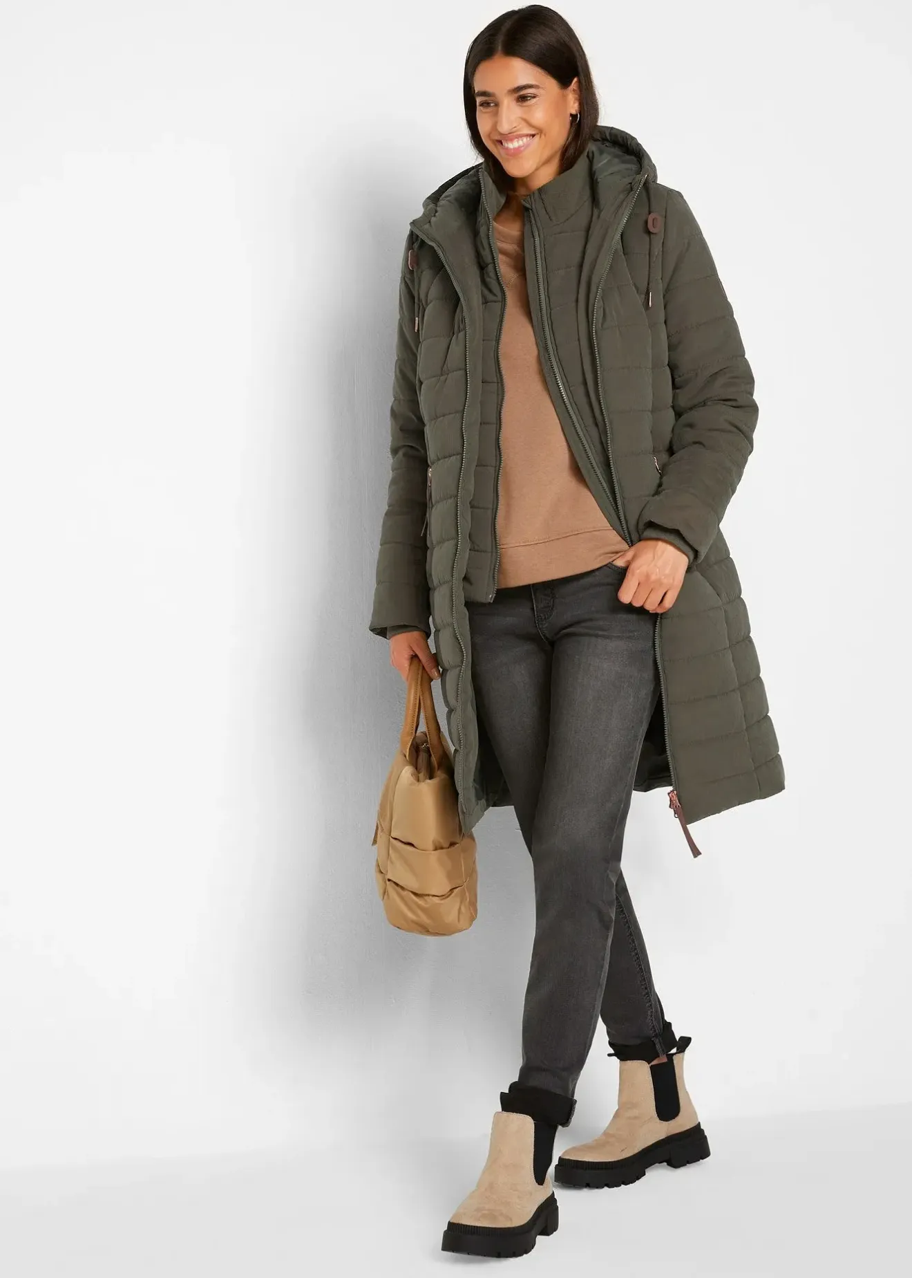 bonprix Doudoune longue, style 2 en 1|Femme Vestes & Manteaux