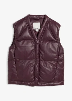 Femme bonprix Vestes & Manteaux|Doudoune sans manches en cuir d’agneau nappa