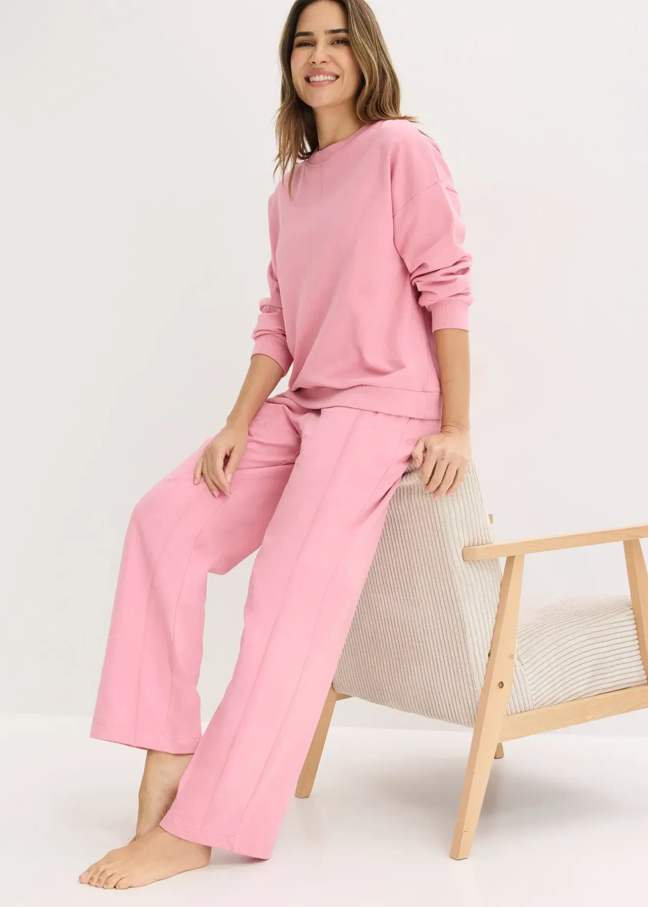 Femme bonprix Homewear|Lingerie Nuit|Ensemble d’intérieur en sweat avec haut raccourci