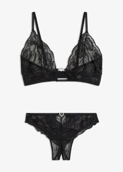 bonprix Ensemble soutien-gorge brassière et string ouvert|Femme Lingerie Érotique|Soutiens-Gorge