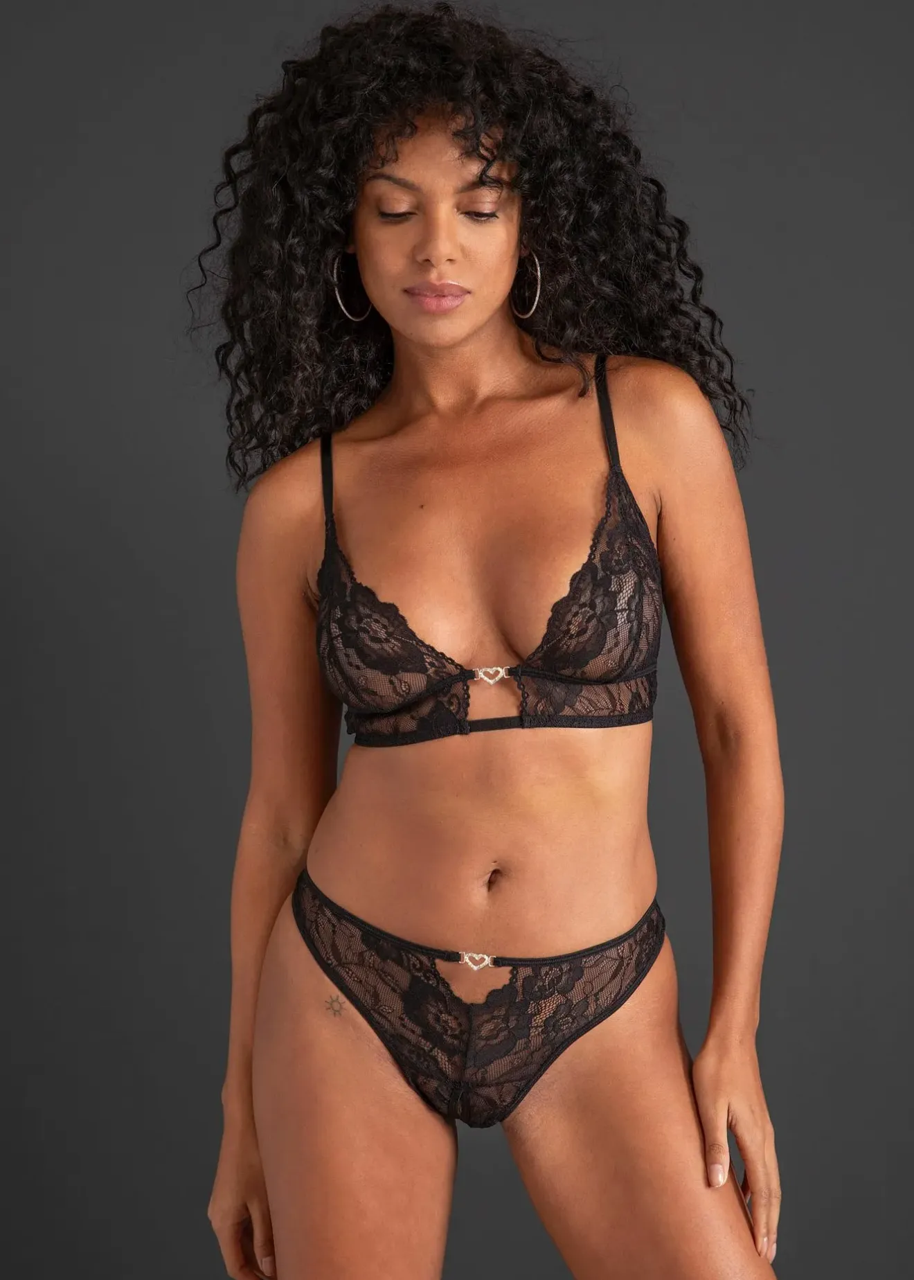 bonprix Ensemble soutien-gorge brassière et string ouvert|Femme Lingerie Érotique|Soutiens-Gorge