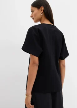 bonprix Gilet confortable en Punto di Roma avec bouton décoratif|Femme Sweats|Vestes & Manteaux