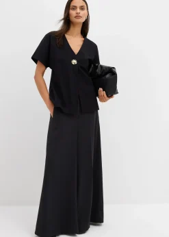 bonprix Gilet confortable en Punto di Roma avec bouton décoratif|Femme Sweats|Vestes & Manteaux