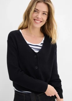 Femme bonprix Maille|Basiques|Gilet court en maille 100% coton