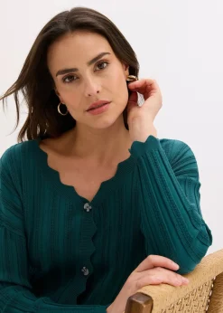 bonprix Gilet court en maille ajourée|Femme Maille|Pulls & Gilets