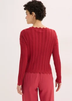 bonprix Gilet court en maille ajourée|Femme Maille|Pulls & Gilets